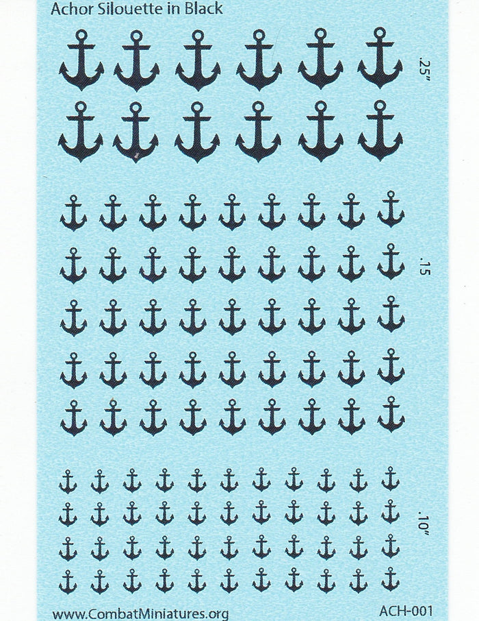 1/300 - 1/600 Anchor Silhouette in Black Water Slide Decals - Combat Miniatures