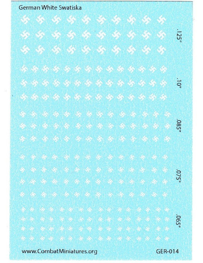 1/300 - 1/600 WW2 German White Swastika Water Slide Decals - Combat Miniatures