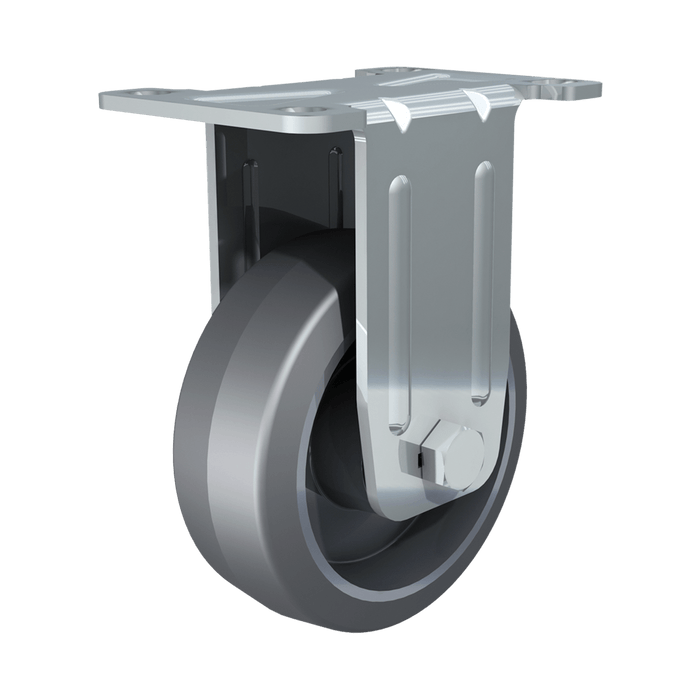 3-1/2-inch Rigid Caster with Gray Tire and Aluminum Core