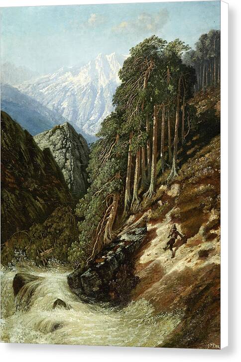 Alpine Landschaft mit Wildbach - Canvas Print