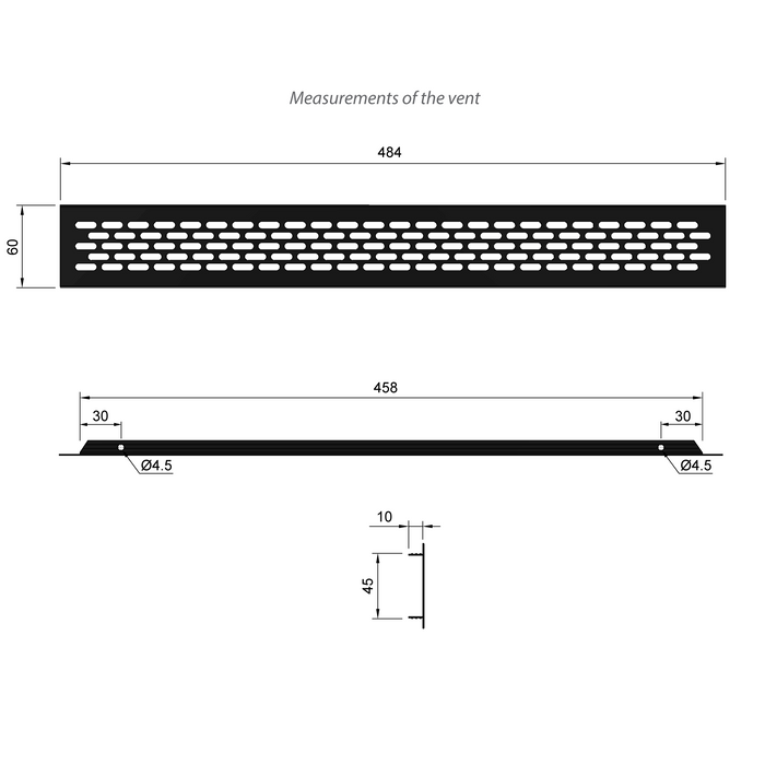 Aluminum Air Vent Grill 19-1/16x2-3/8 inch - Black Furnica