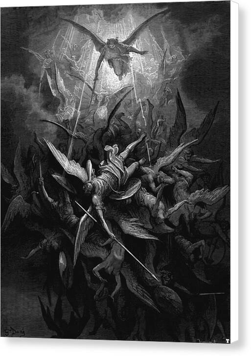 Archangel Michael Casts the Rebels out of Heaven - Canvas Print