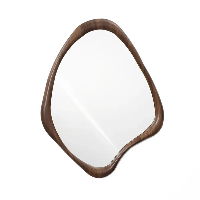 Brown Wood Frame Irregular Decorative Wall Mirror