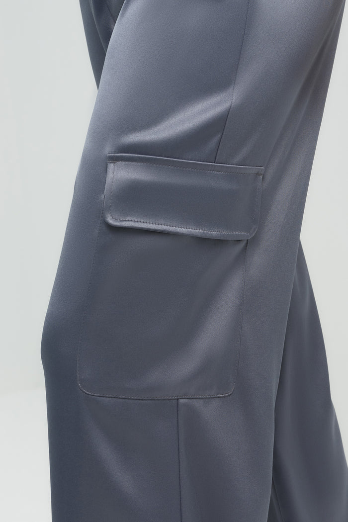 Candela Satin Cargo Wide Leg Pant