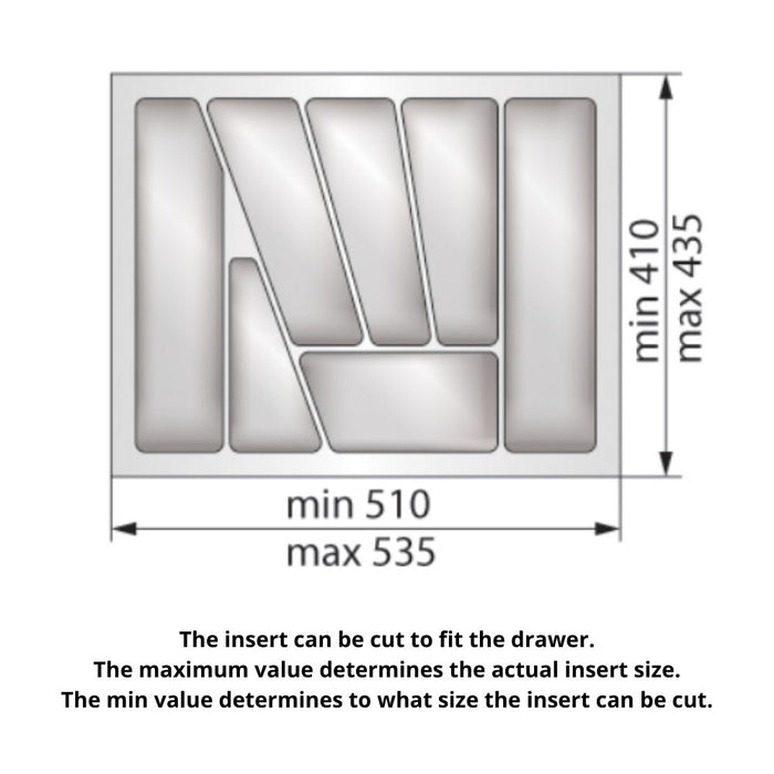 Cutlery Tray for Drawer, Cabinet Width: 600mm, Depth: 430mm - Metallic Cutlery Tray NTP
