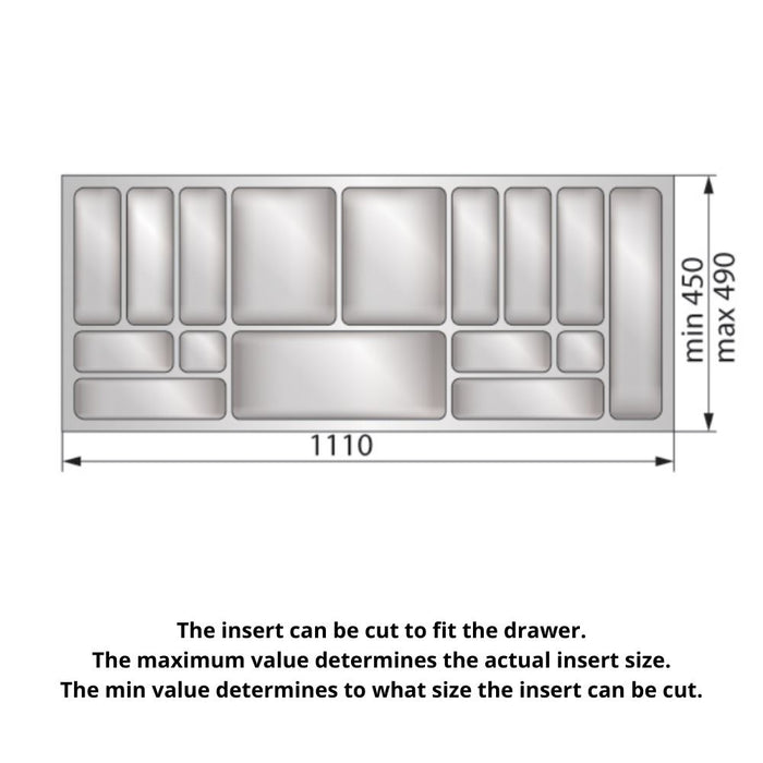 Cutlery Tray for Drawer, Cabinet Width: 1200mm, Depth: 490mm - Metallic Cutlery Tray NTP