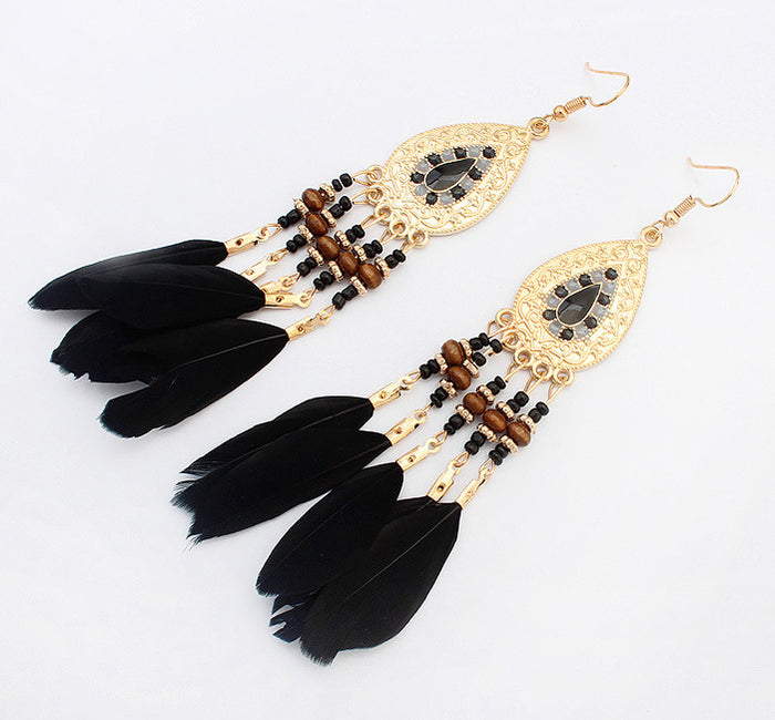 E1381 - Black Feather Earrings