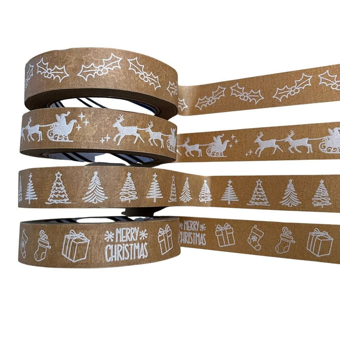 White Print Festive Biodegradable Paper Tape 24mm x 50m &Keep