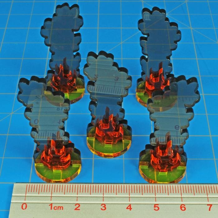 Litko Flaming Wreckage Marker, Medium (x5) - Combat Miniatures