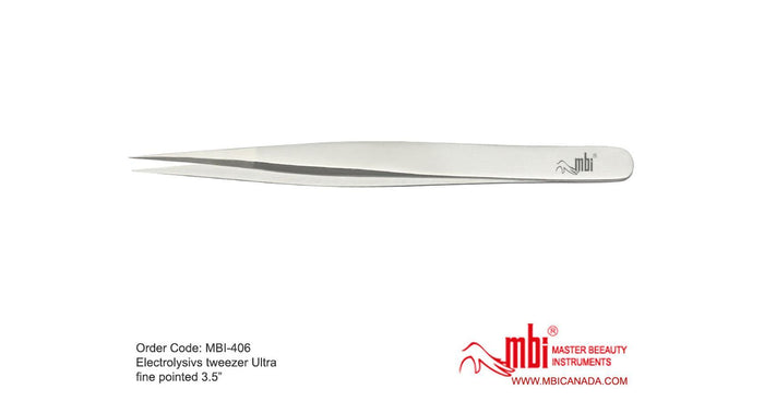 MBI Eyebrow Tweezer (sand/polish finished) - Ultra Fine Pointed Size:4"