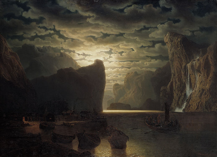 Norwegian Fjord in Moonlight by Marcus Larson - Art Print - Zapista