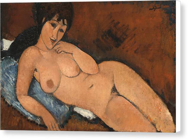 Nude on a Blue Cushion - Canvas Print