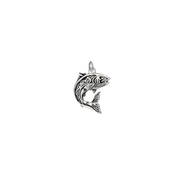 Oxidized Silver Salmon Charm