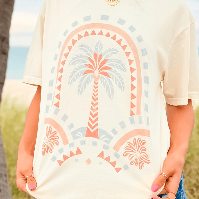 model wearing Palm Paradise Tee