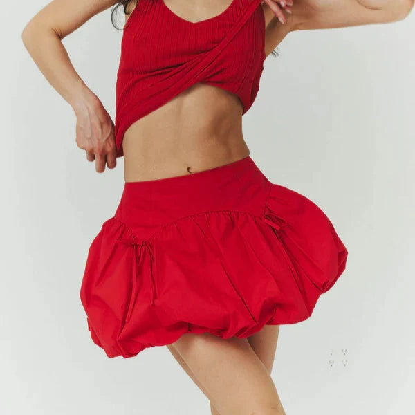 Rosie Bubble Mini Skirt in Red