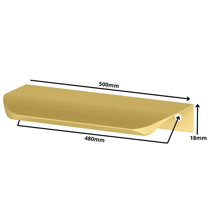 Rounded Edge-Mount Profile Handle 18-7/8 inch (480 mm) - 19-11/16 inch (500 mm) Overall Length - Gold