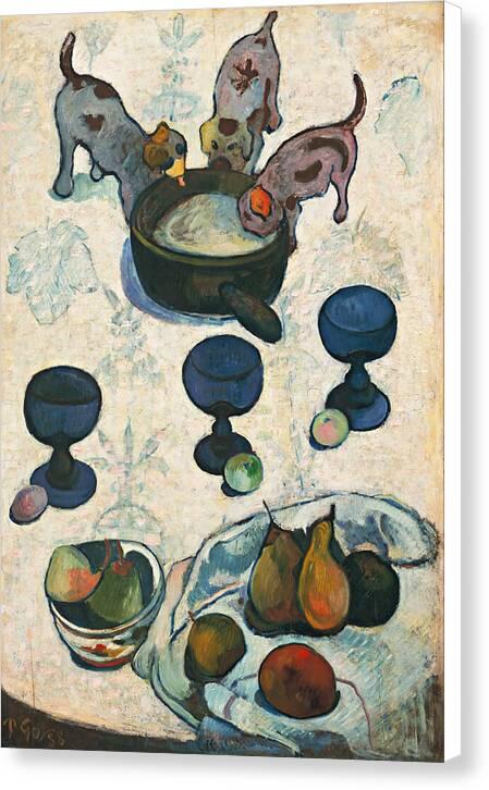 Still Life with Three Puppies - Canvas Print
