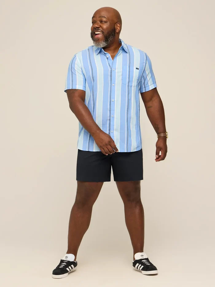 The Barnwood (Resort Weave Friday Shirt)- Blue - Image 4 - Chubbies Shorts