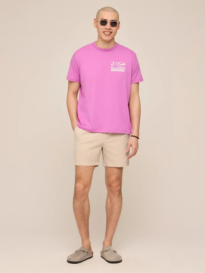 The Brighter Horizon (Non Pocket Graphic T-Shirt)- Pink - Image 4 - Chubbies Shorts