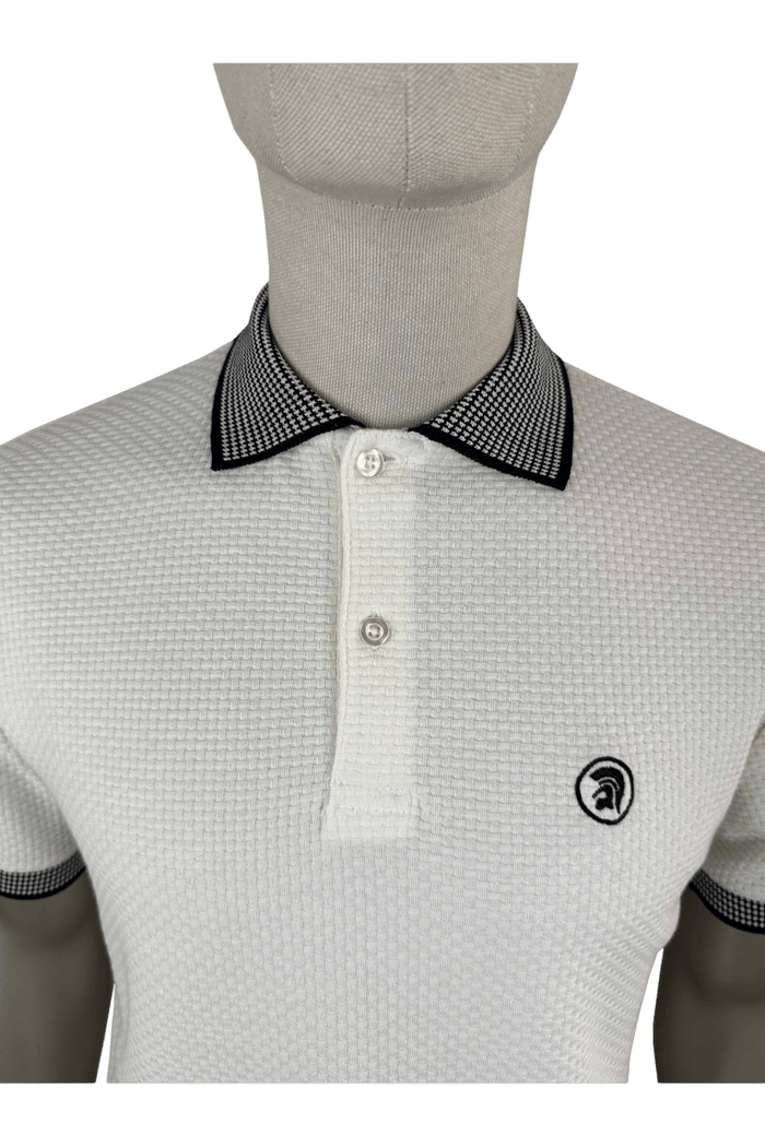 TROJAN Basket Weave Polo with jacquard collar and cuffs