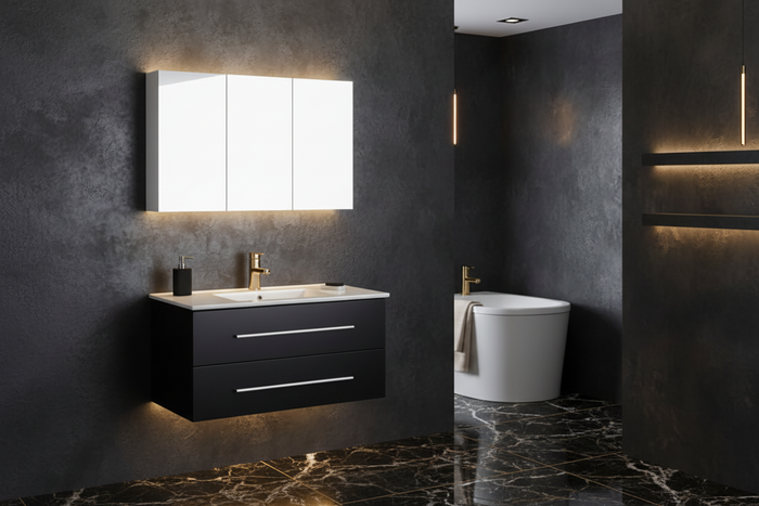 Vanity - Misty Series 1200 Black Double Drawers