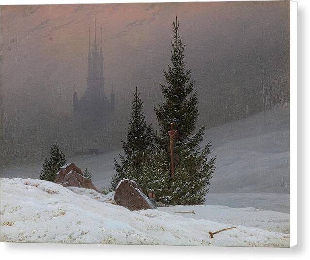 Winter Landscape with Church - Canvas Print