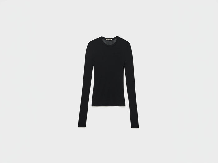 WOMENS LONG SLEEVE CREW NECKLINE TOP IN BLACK