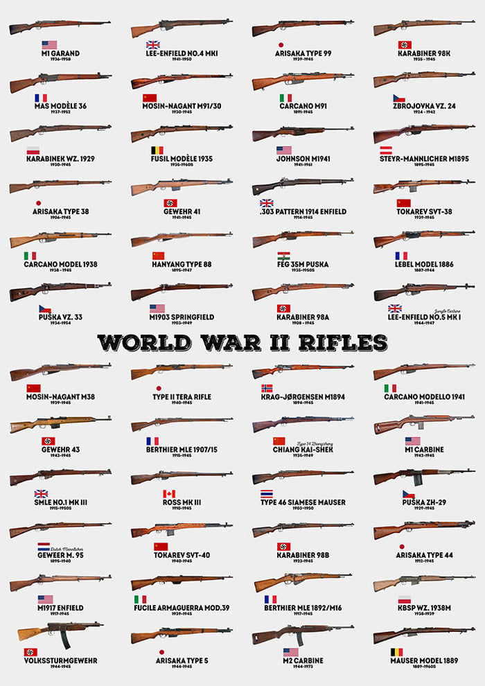 World War II Rifles - Art Print - Zapista