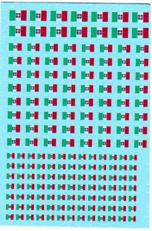 1/285 WW2 National Italian Flag with Shield Water Slide Decals - Combat Miniatures