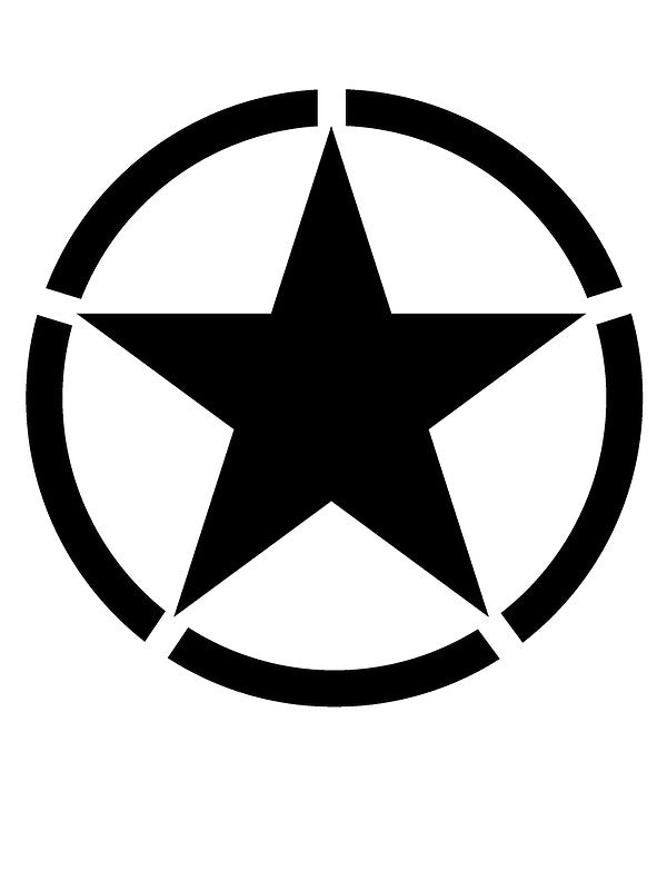 1/285 US Star in Broken Circle (Black) Water Slide Decals - Combat Miniatures