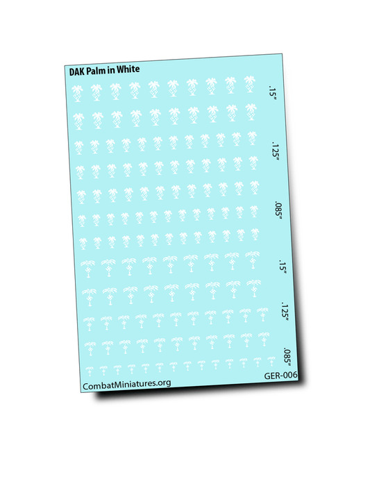 1/285 WW2 German DAK Palm Water Slide Decal in White - Combat Miniatures