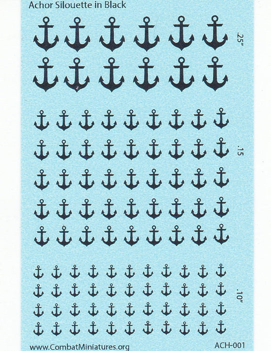 1/300 - 1/600 Anchor Silhouette in Black Water Slide Decals - Combat Miniatures