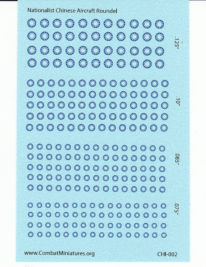 1/300, 1/600 Nationalist Chinese Roundel Water Slide Decals - Combat Miniatures