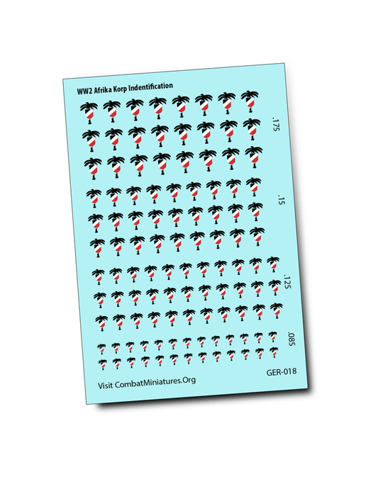 1/300 - 1/600 WW2 Afrika Korp Markings Water Slide Decals - Combat Miniatures