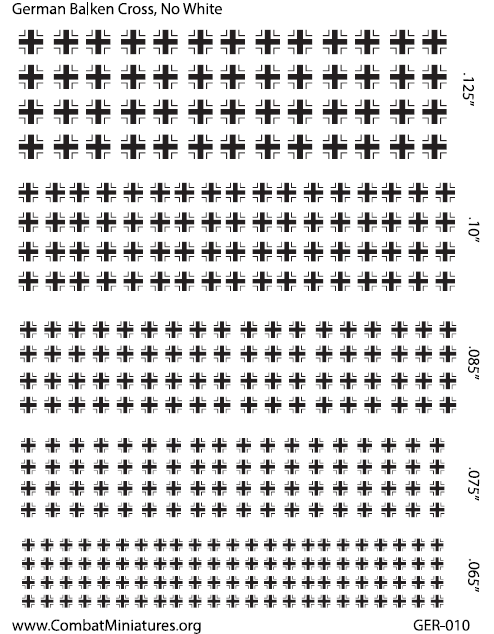 1/300 - 1/600 WW2 German Balken Cross Water Slide Decals (No White) - Combat Miniatures
