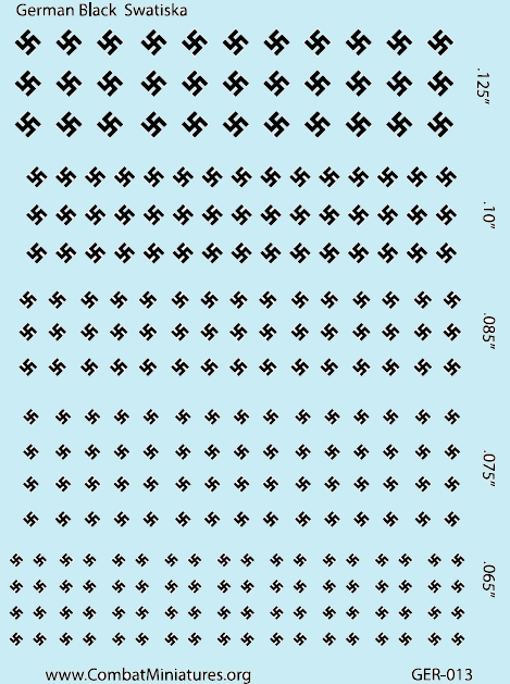 1/300 - 1/600 WW2 German Black Swastika Water Slide Decals - Combat Miniatures