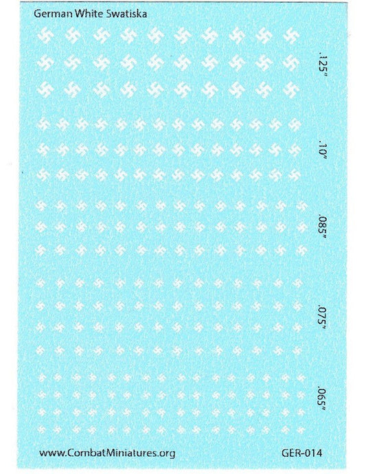 1/300 - 1/600 WW2 German White Swastika Water Slide Decals - Combat Miniatures