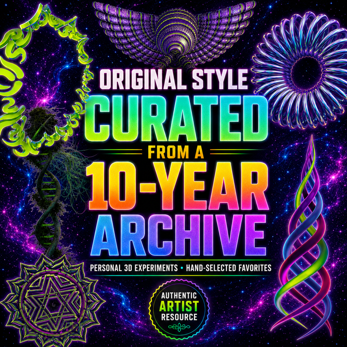 132 Psychedelic 3D Render PNG Assets