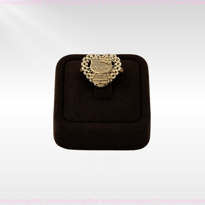 18K GOLD FILLED/PLATED HELLO KITTY FULL BODY HEART RING