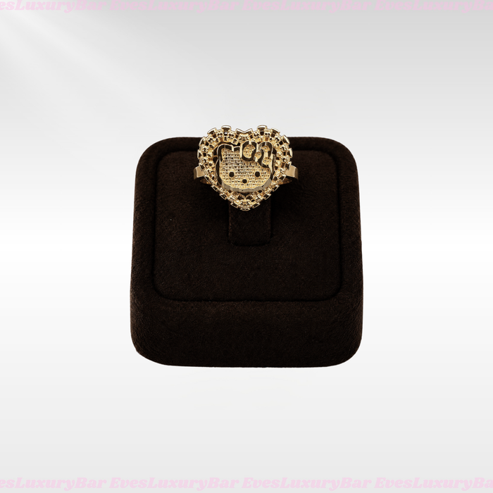 18K GOLD FILLED/PLATED HELLO KITTY HEAD HEART RING