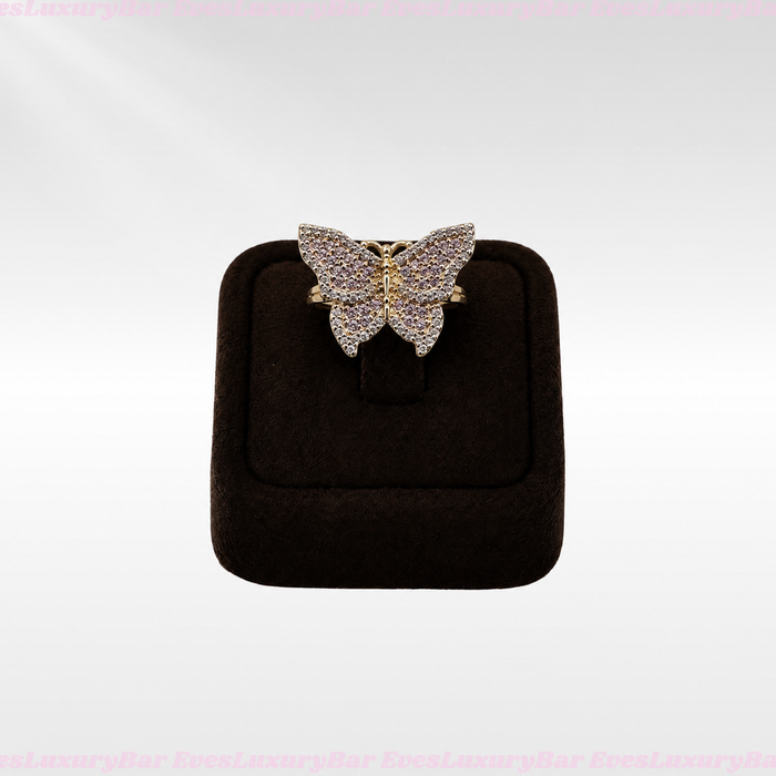 18K GOLD FILLED/PLATED PINK BUTTERFLY RING