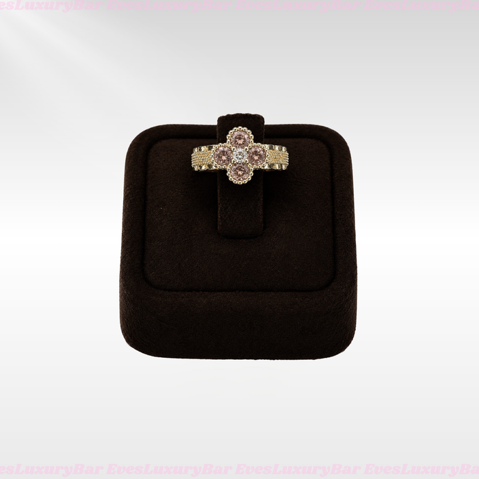 18K GOLD FILLED/PLATED PINK CLOVER RING