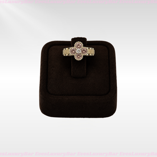 18K GOLD FILLED/PLATED PINK CLOVER RING