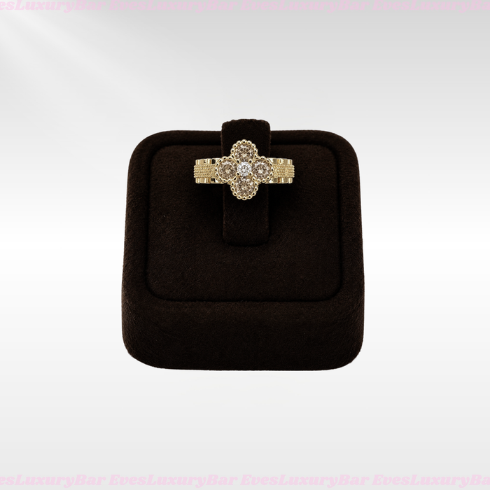 18K GOLD FILLED/PLATED WHITE CLOVER RING