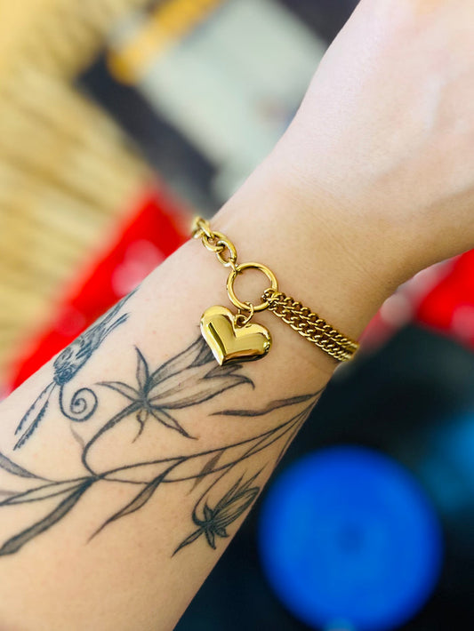 18K Gold Plated Waterproof Heart Chain Bracelet
