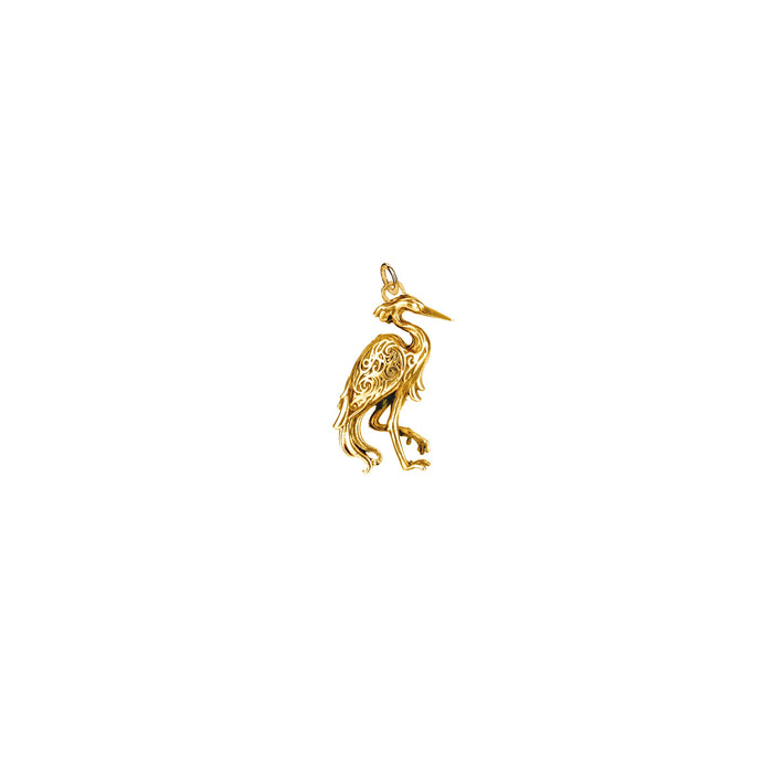 18k Vermeil over Sterling Heron Charm