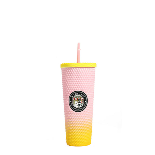 24 OZ STUDDED TUMBLER WITH STRAW