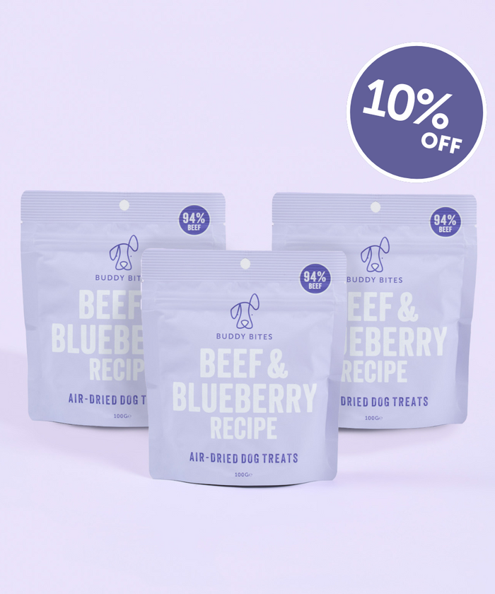 3 Pack Beef & Blueberry Air Dried Dog Treats