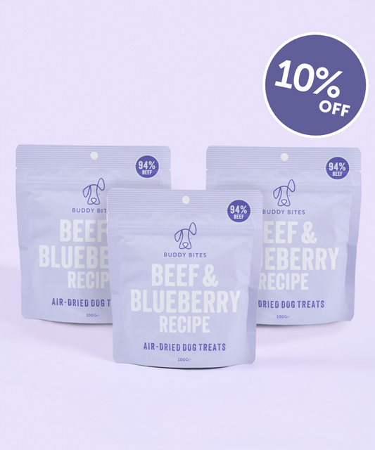 3 Pack Beef & Blueberry Air Dried Dog Treats