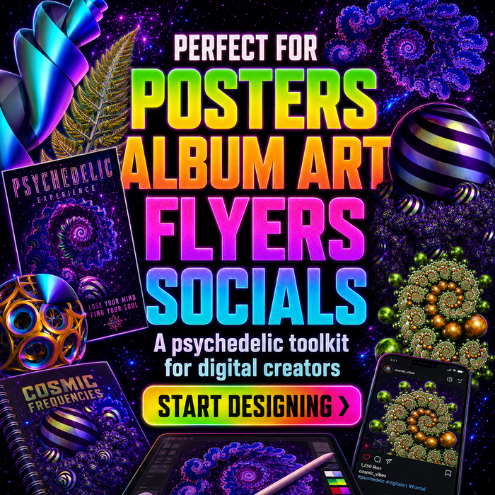 3D Fractal Asset Pack - Psychedelic Art Graphic Assets